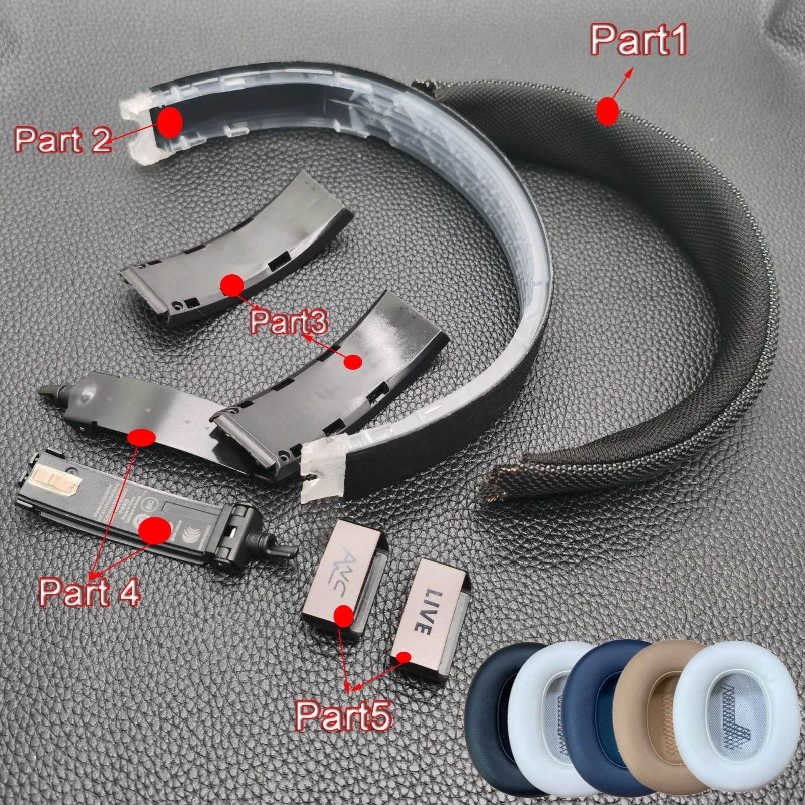 Headphone Repair Parts For JBL Live 650BTNC Headband Bracket Slider Earpads Case