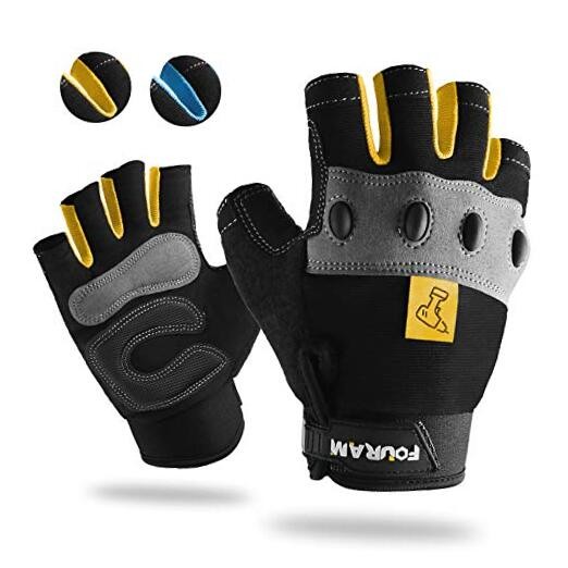 Work gloves Men Fingerless Mechanic Gloves Shock-Grip, Anti-Collision For Men