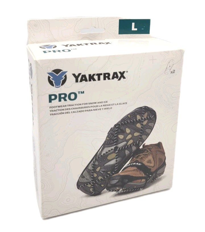 Yaktrax Pro Traction Cleats Black Size L For Snow Ice Hiking Walking