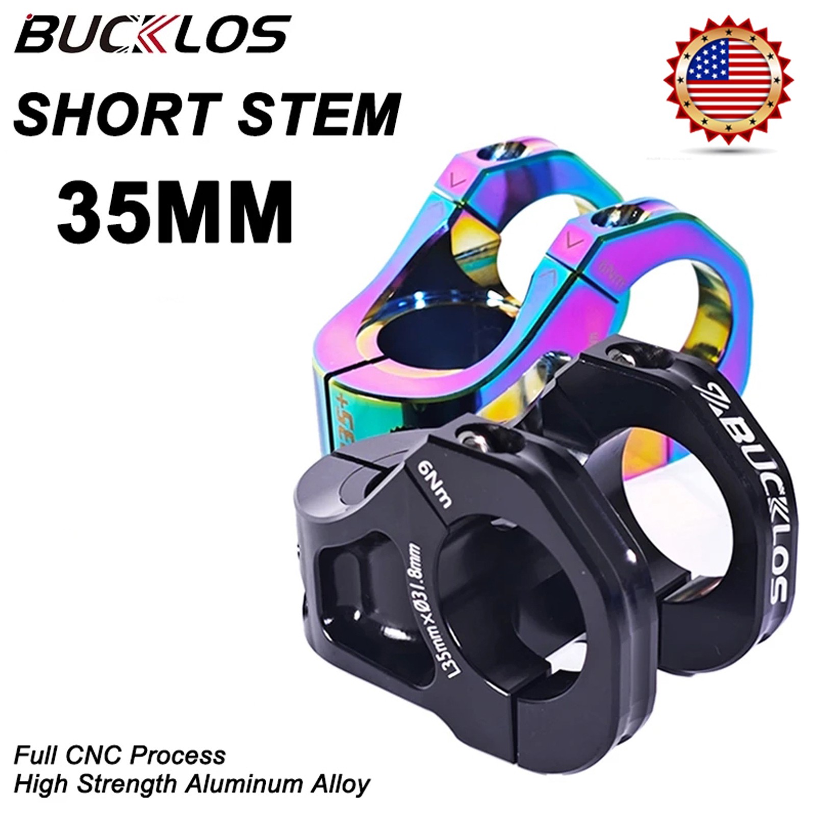 Bicycle Short Stem 31.8mm 35MM Mountain Bike Stem CNC Aluminum AM DH MTB Bike US