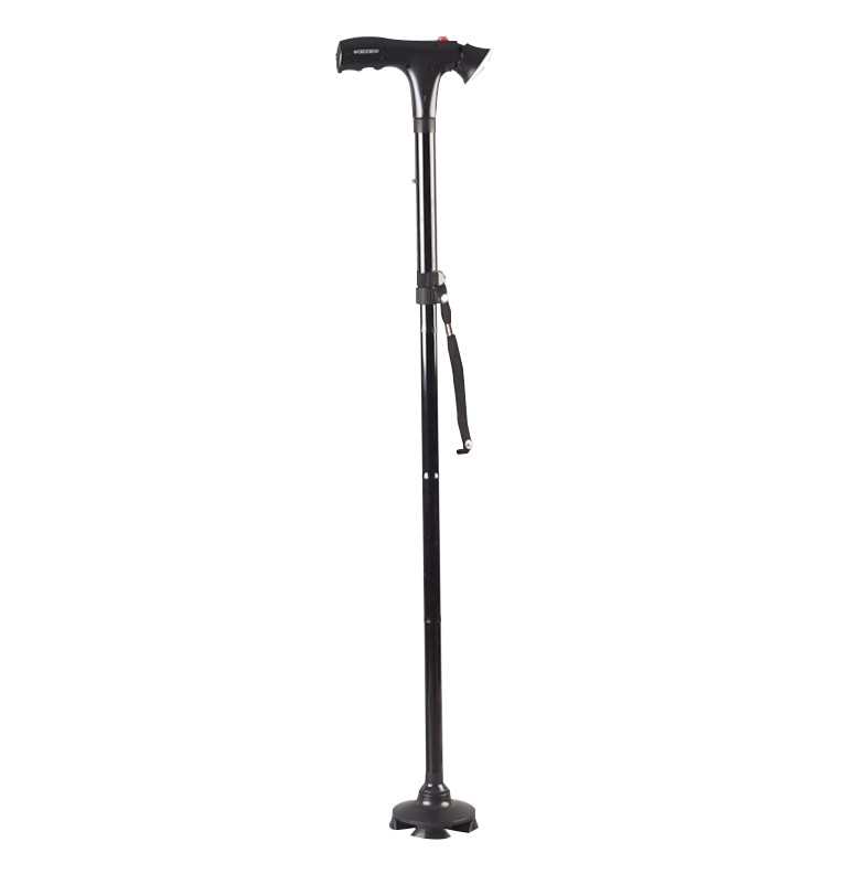 Elder Folding Walking Stick Walking Cane Height Adjustable LED Light Alarm US