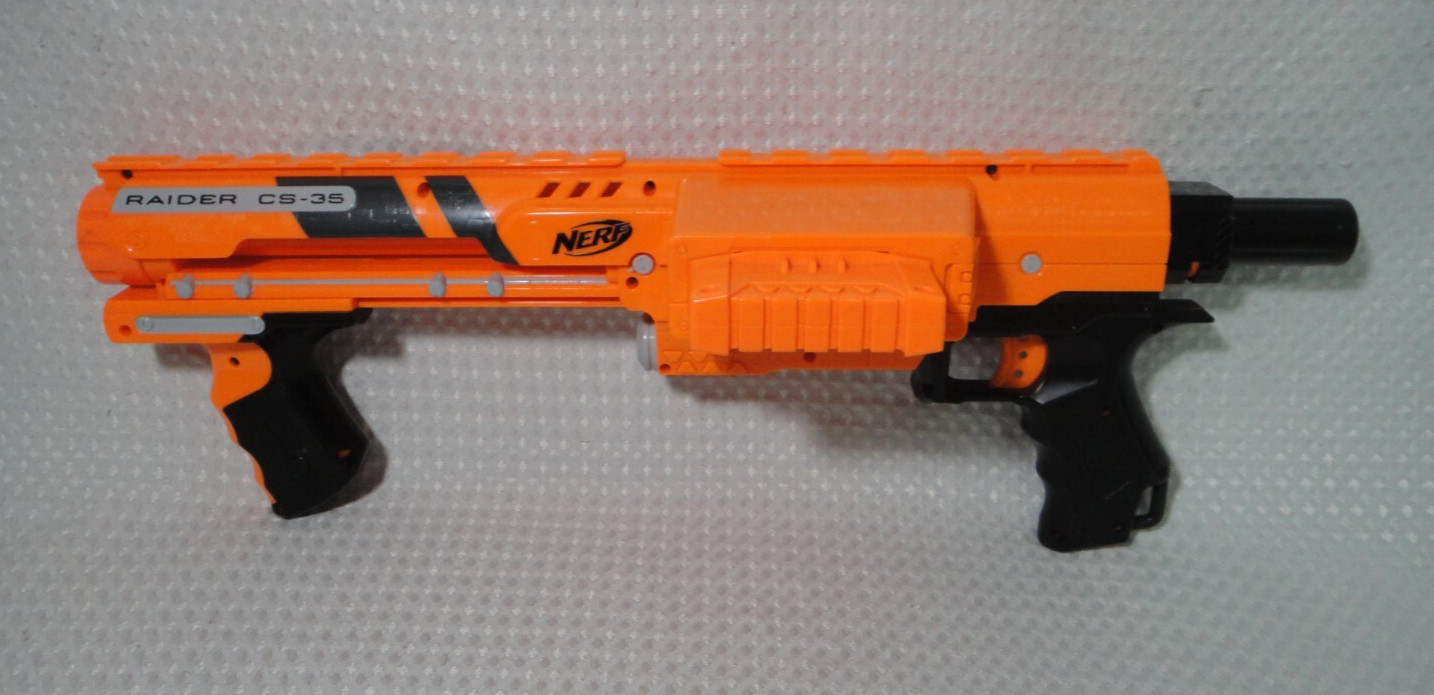 2008 Nerf Raider CS-35 Orange Gear Up Dart Gun Blaster Hasbro Rare