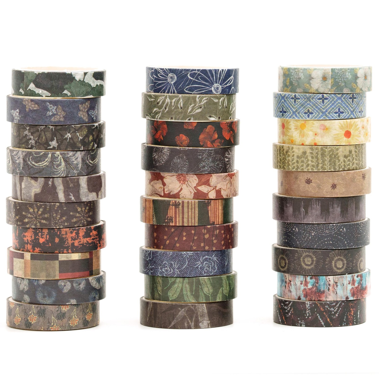 YUBBAEX 30 Rolls Vintage Washi Tape Pack Retro Arts 10mm x 2m, 1 Nature