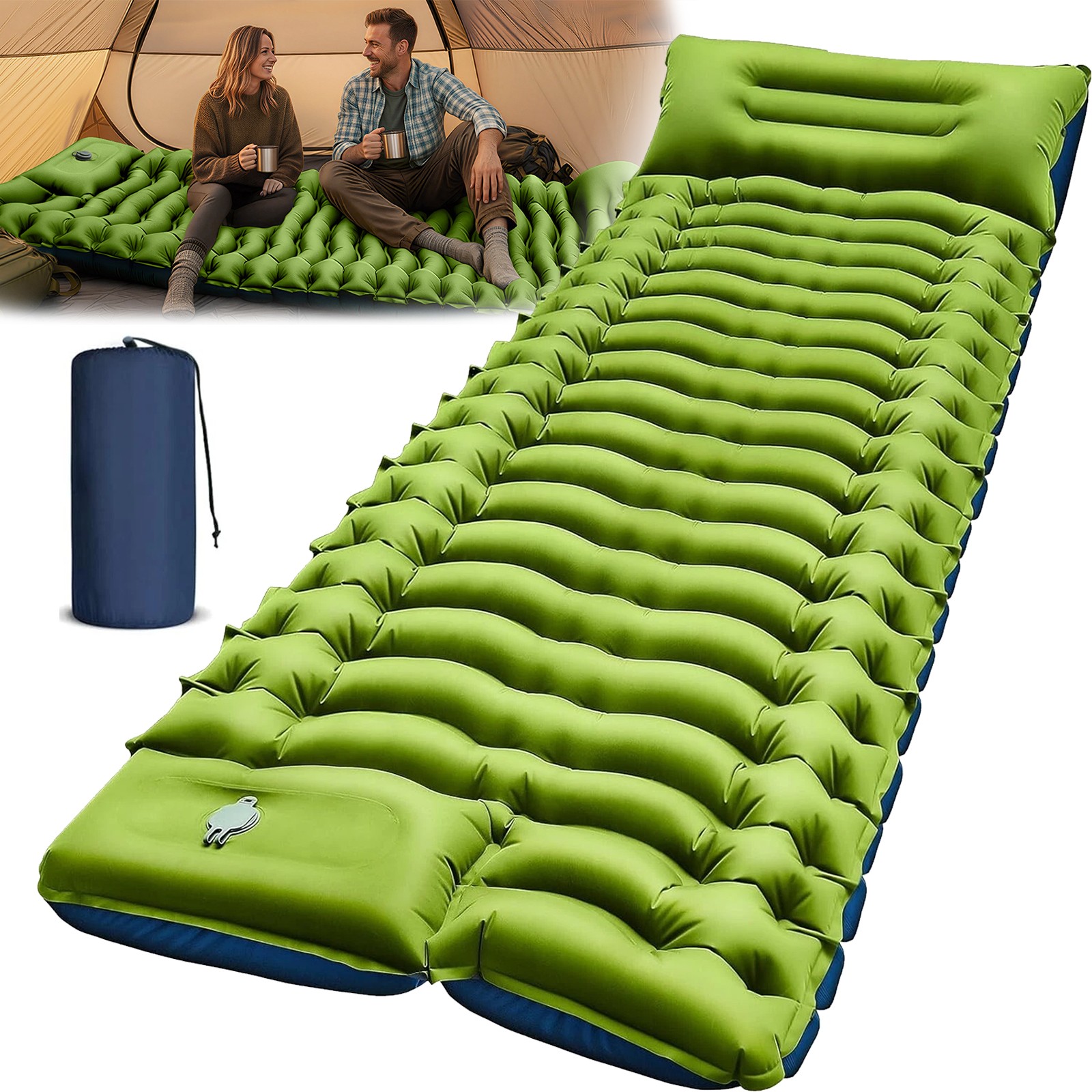 Camping Sleeping Pad, Ultralight Camping Mat with Pillow Built-In Foot Pump & Pi