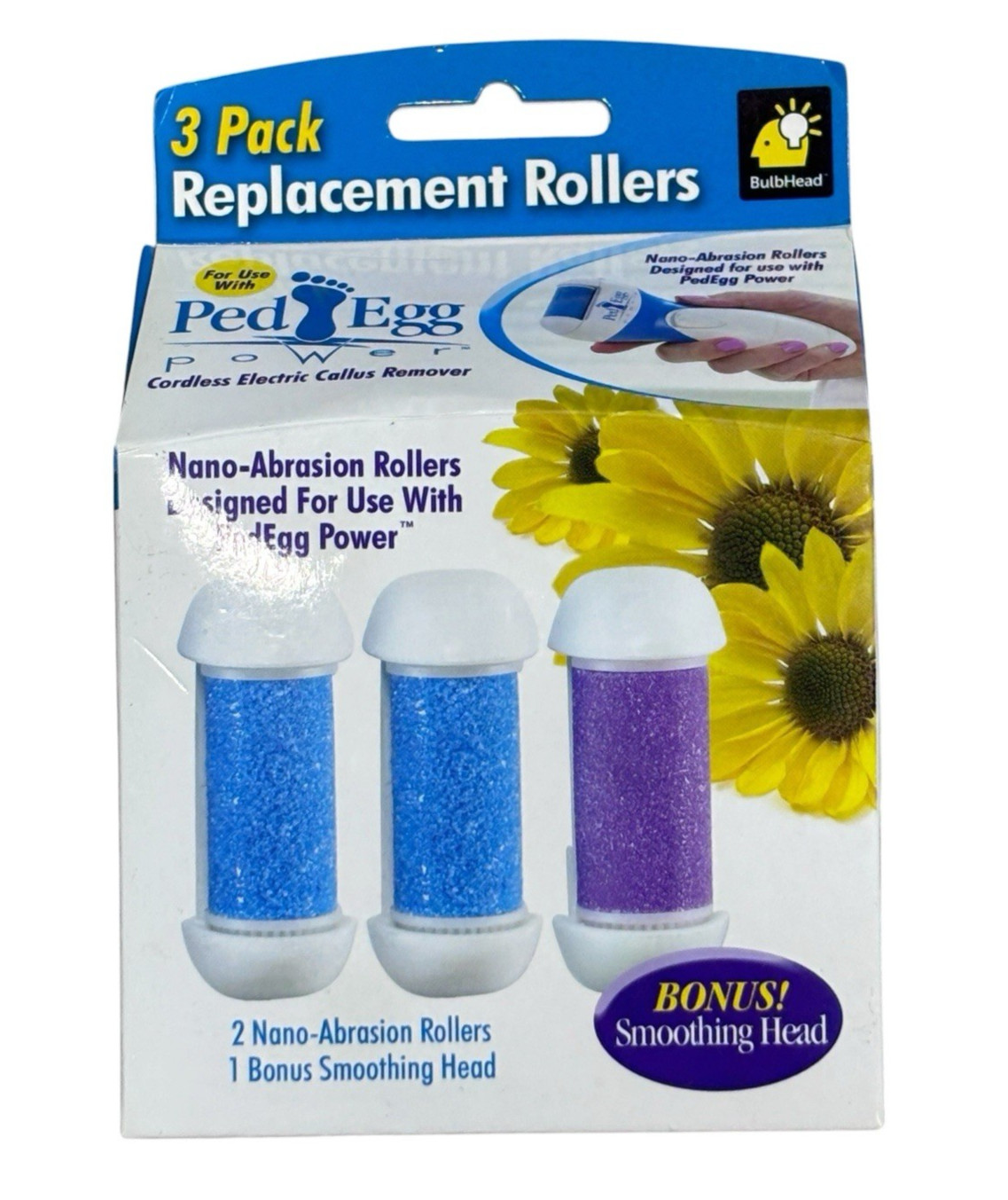 Genuine Ped Egg Power Callus Remover Refill 3 Pack Replacement Rollers NEW