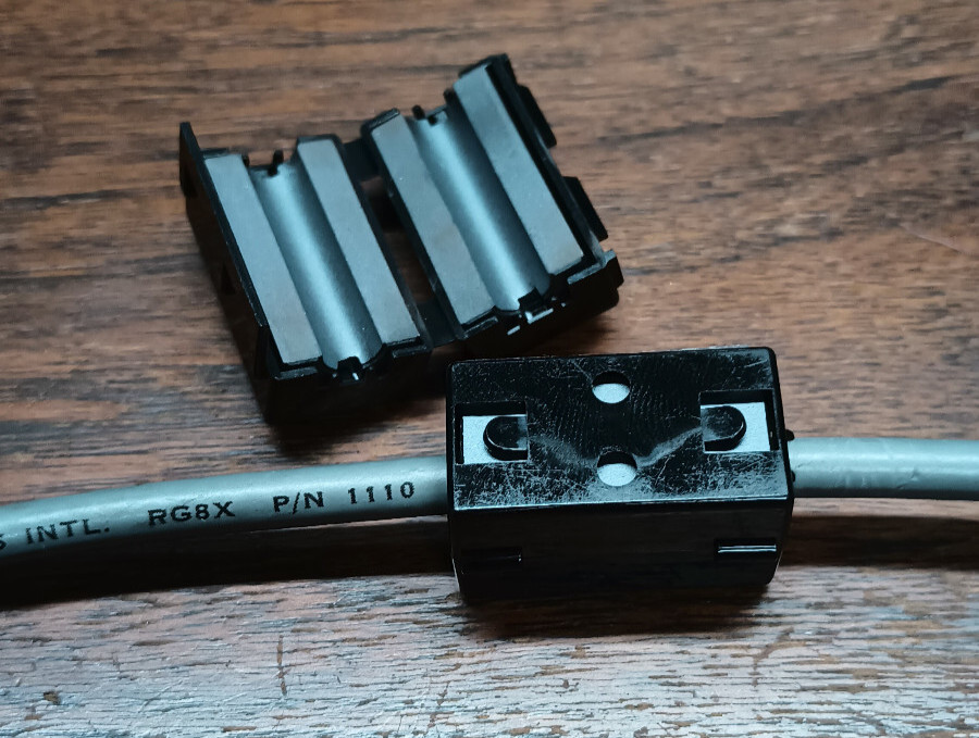 PAIR Amateur / Ham Radio Ferrite Choke Bead Clamps For Coax, Mic Cords, Etc.