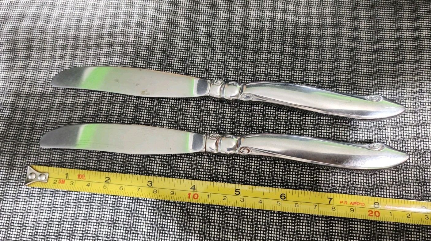 👍LOT OF 2 VTG ONEIDACRAFT PREMIUM STAINLESS SERRATED MODERN PLACE KNIVES 🍽
