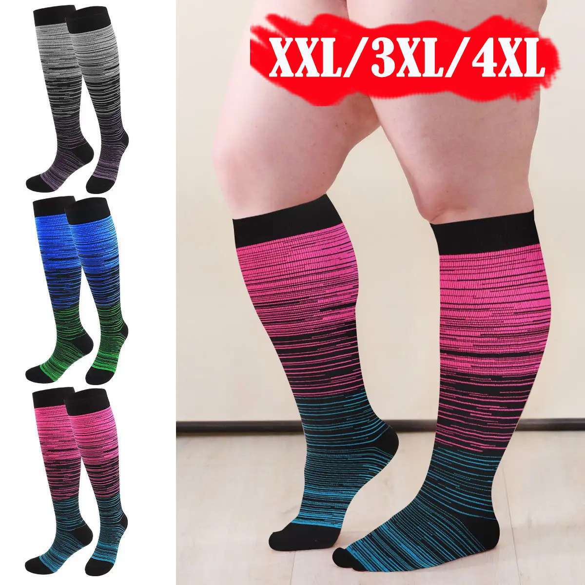 Women Men Compression Socks 20-30mmhg Sport Knee High For Running Fitness Winter