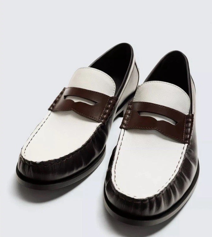 Zara Men’s Two-Tone Leather Penny Loafers Multi-Color US 8 / EUR 41 NWT