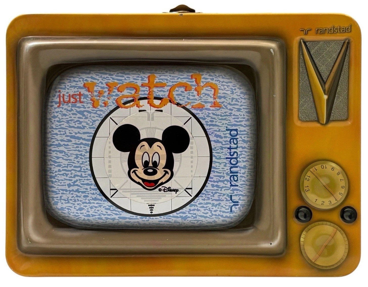 Randstad TV Metal Tin Lunchbox Just Watch VTG Collectible Decor Mickey Mouse