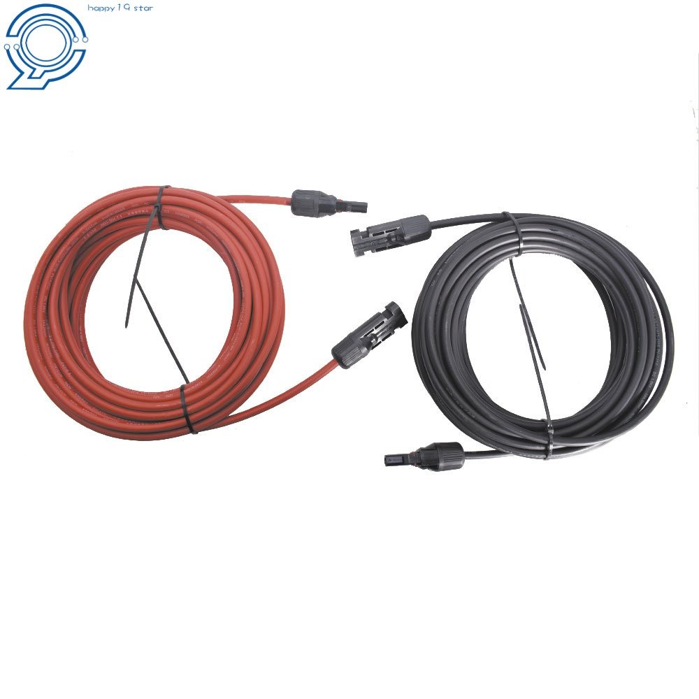 1 Pair 30 FT Black + Red 12AWG Solar Panel Extension Cable Wire Connector