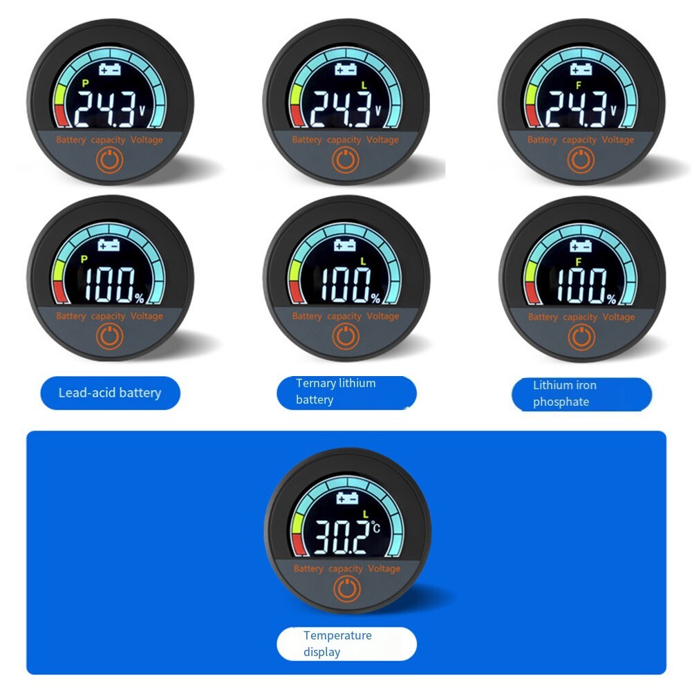 Battery Capacity Voltage Meter 8 100V with LCD Backlight and Alarm Function
