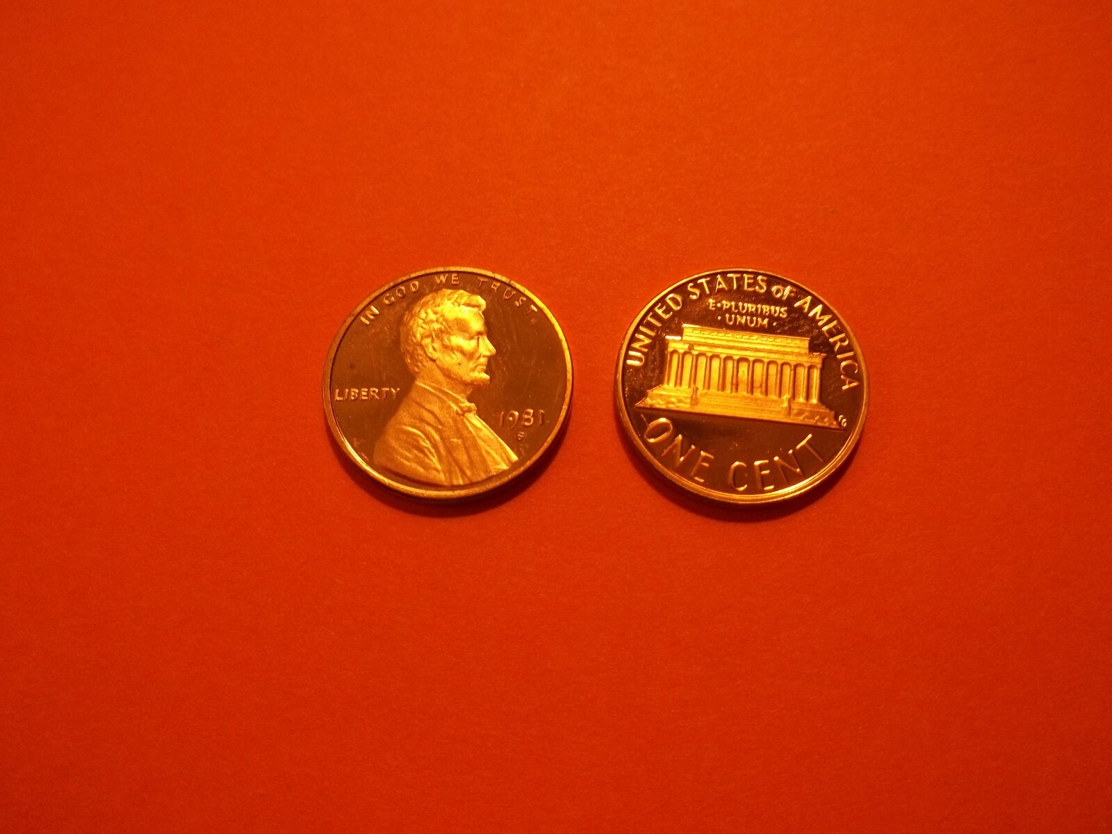 1981 T 1 "S"  Proof Gem Lincoln Cents taken from PROOF Sets