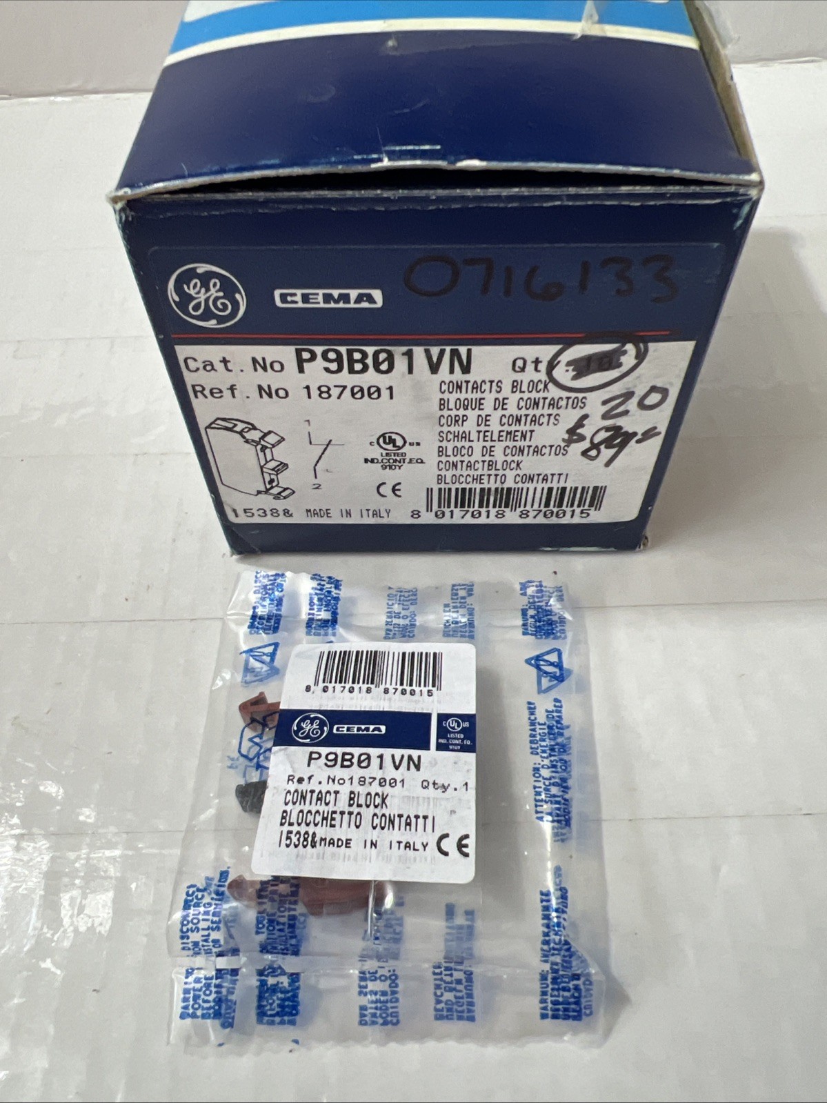 GE P9B01VN Contact Block (1 PC)