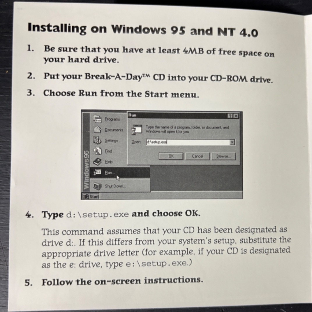 Dilbert Break-A-Day Software (PC Mac CD-Rom, 1996, DayBreak) by Scott Adams