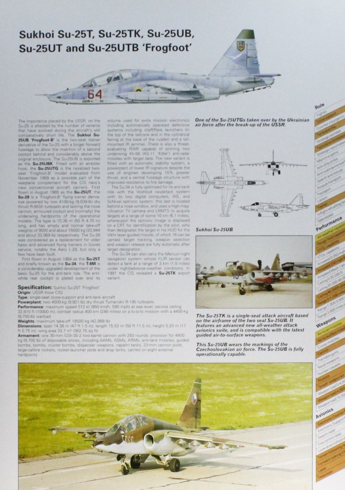 Sukhoi Su-25 Su 25 Su25 Plane Picture Vtg Aircraft Info Sheet Wall Art Decor