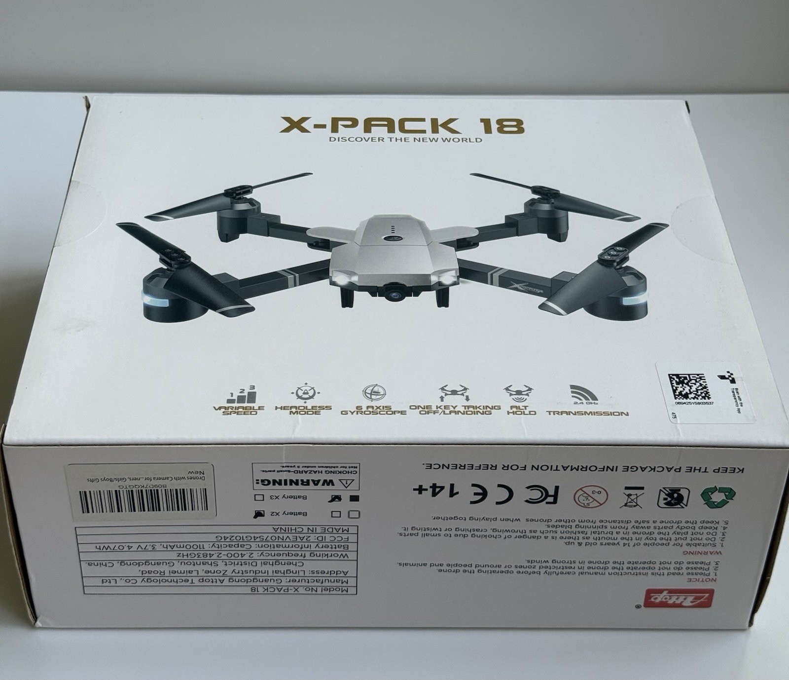 Attop X-Pack 18 Foldable Drone w/ Camera NEW Sealed + 2 Extra Batteries