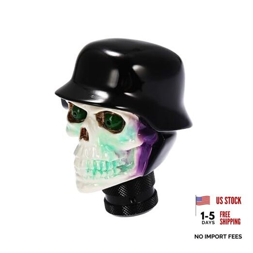 Auto Car White Black Skull Design Gear Stick Shift Knob Shifter Cover Auto