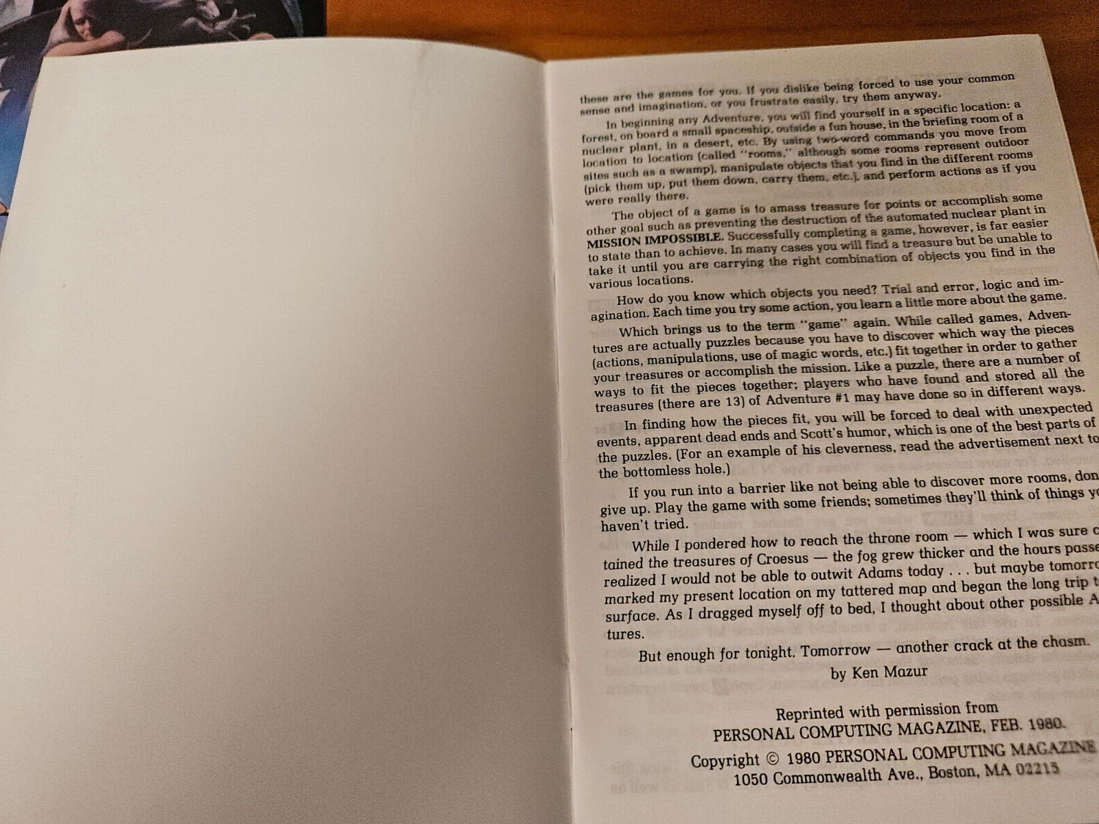 RARE Print Error - Instructions by Scott Adams, Inc. for ATARI
