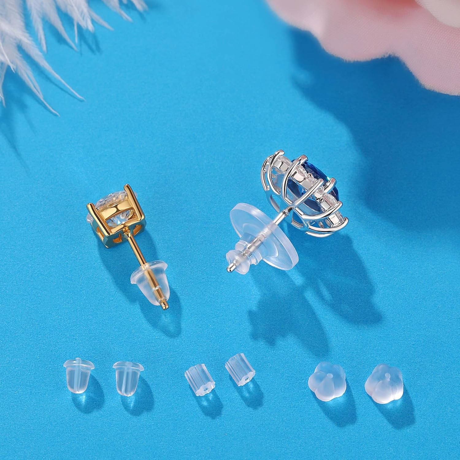12 Styles 600 Pcs Earring Backs for Studs, Clear Plastic Earrings Hypoallergenic