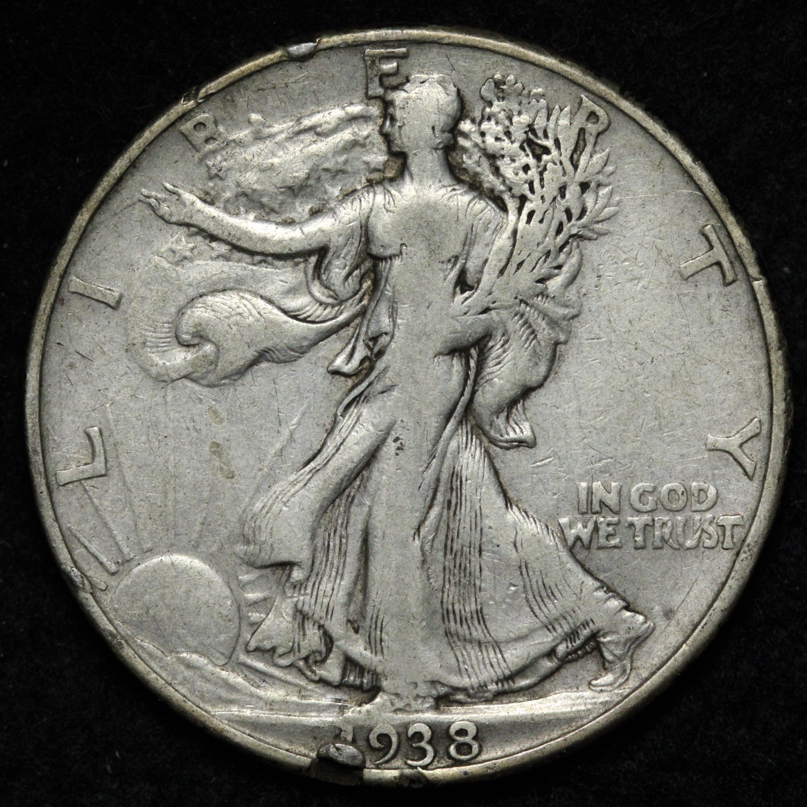 1938-D Walking Liberty Silver Half Dollar VF E336 GDHZ