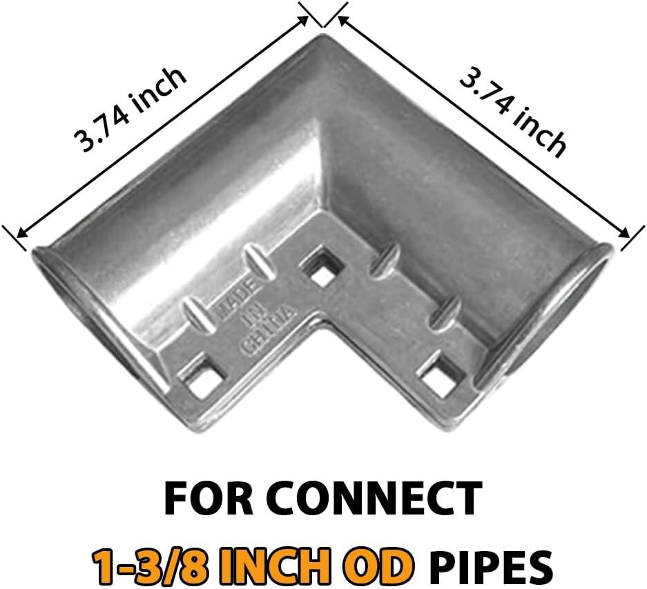 4pcs Aluminum Gate Corners Chain Link Fence Gate Elbows for 1-3/8" Diameter Pipe