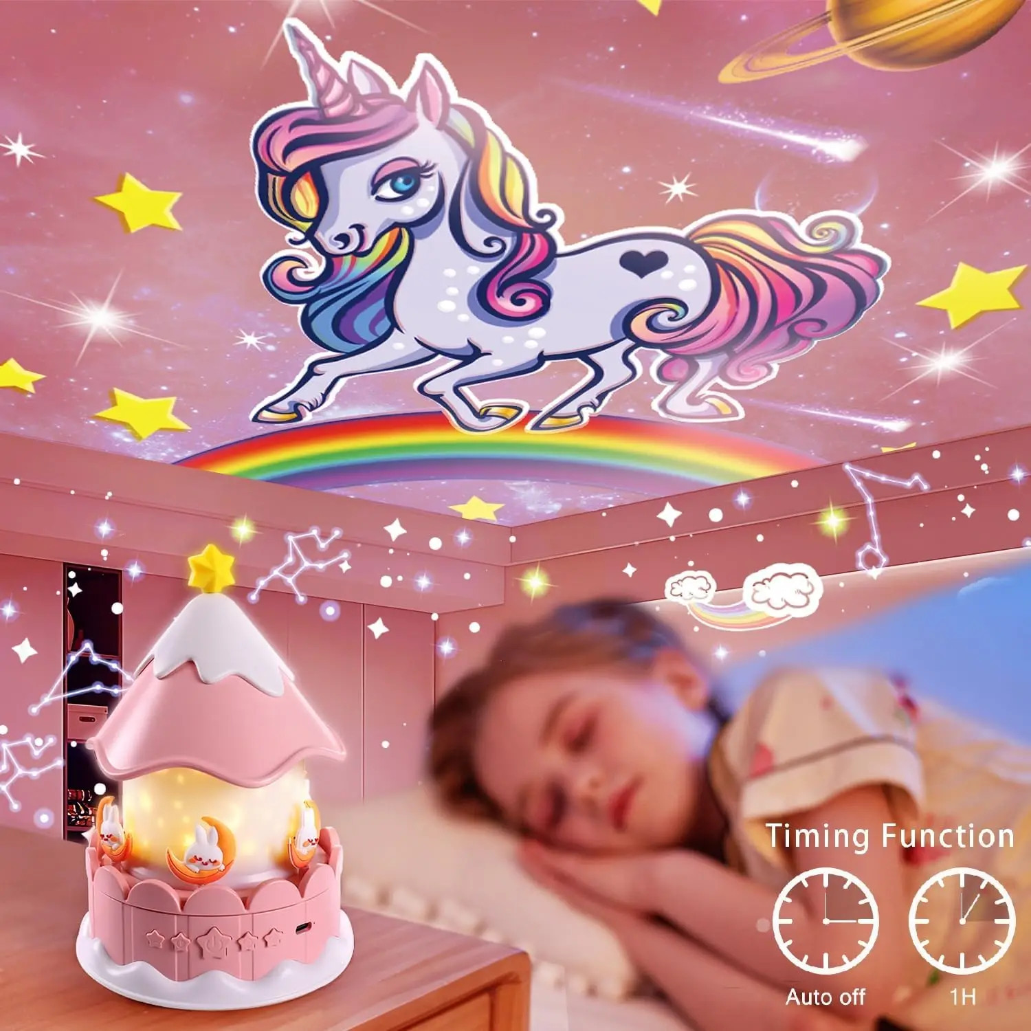 Starry Sky Galaxy Projector 360 Degree Rotating Timer