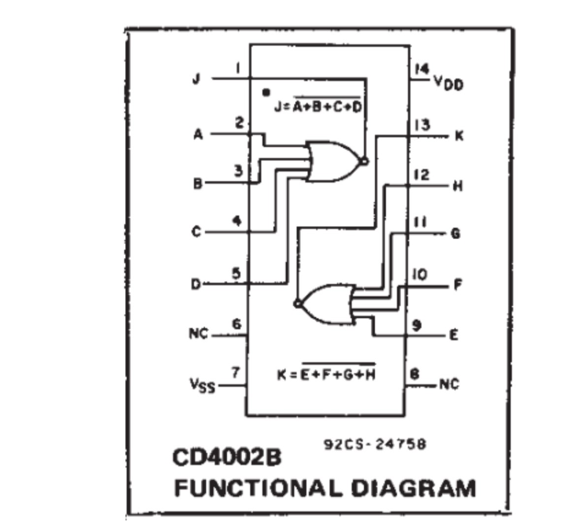 Harris CD4002BE 2 ch 4-input NOR Gate Integrated Circuit