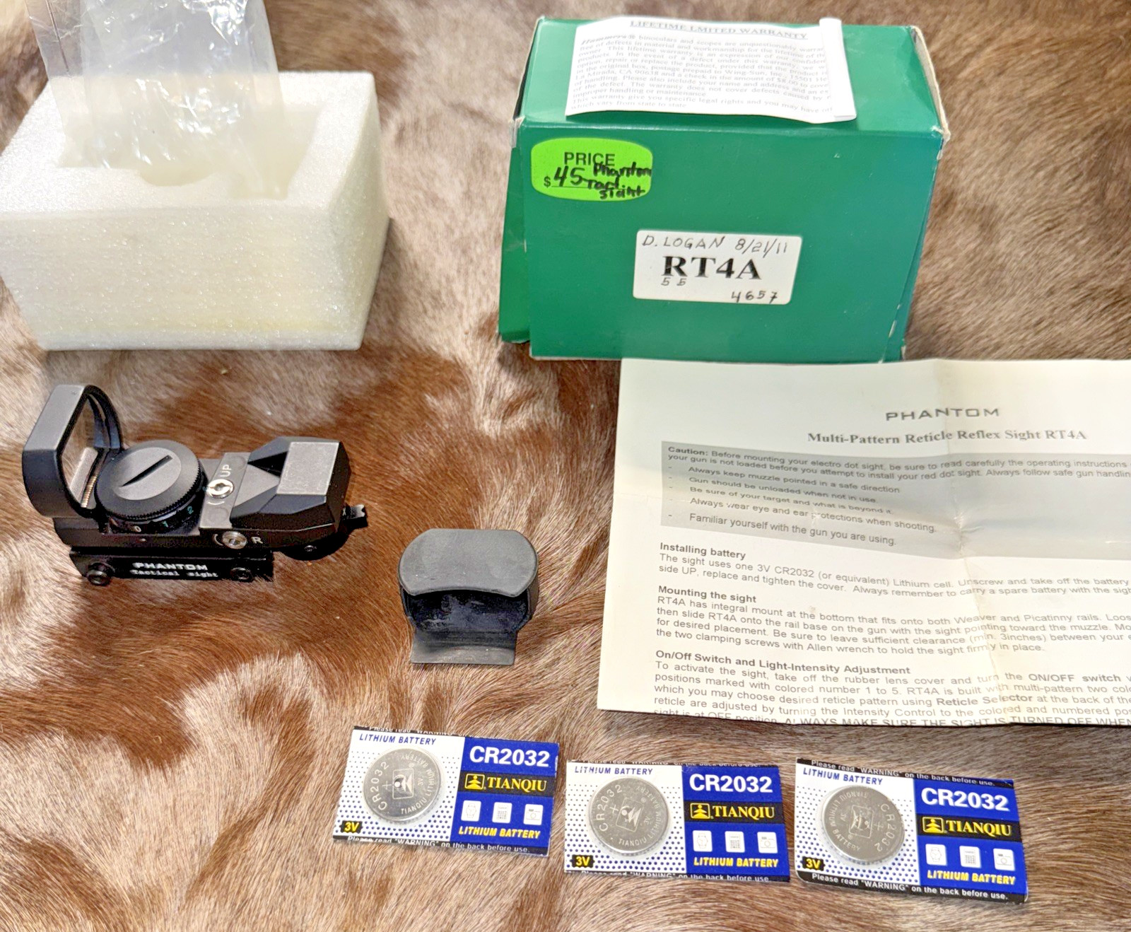 Phantom Multi-Pattern Reticle Sight RT4A Tactical Sight Hammers NOS w/ Box