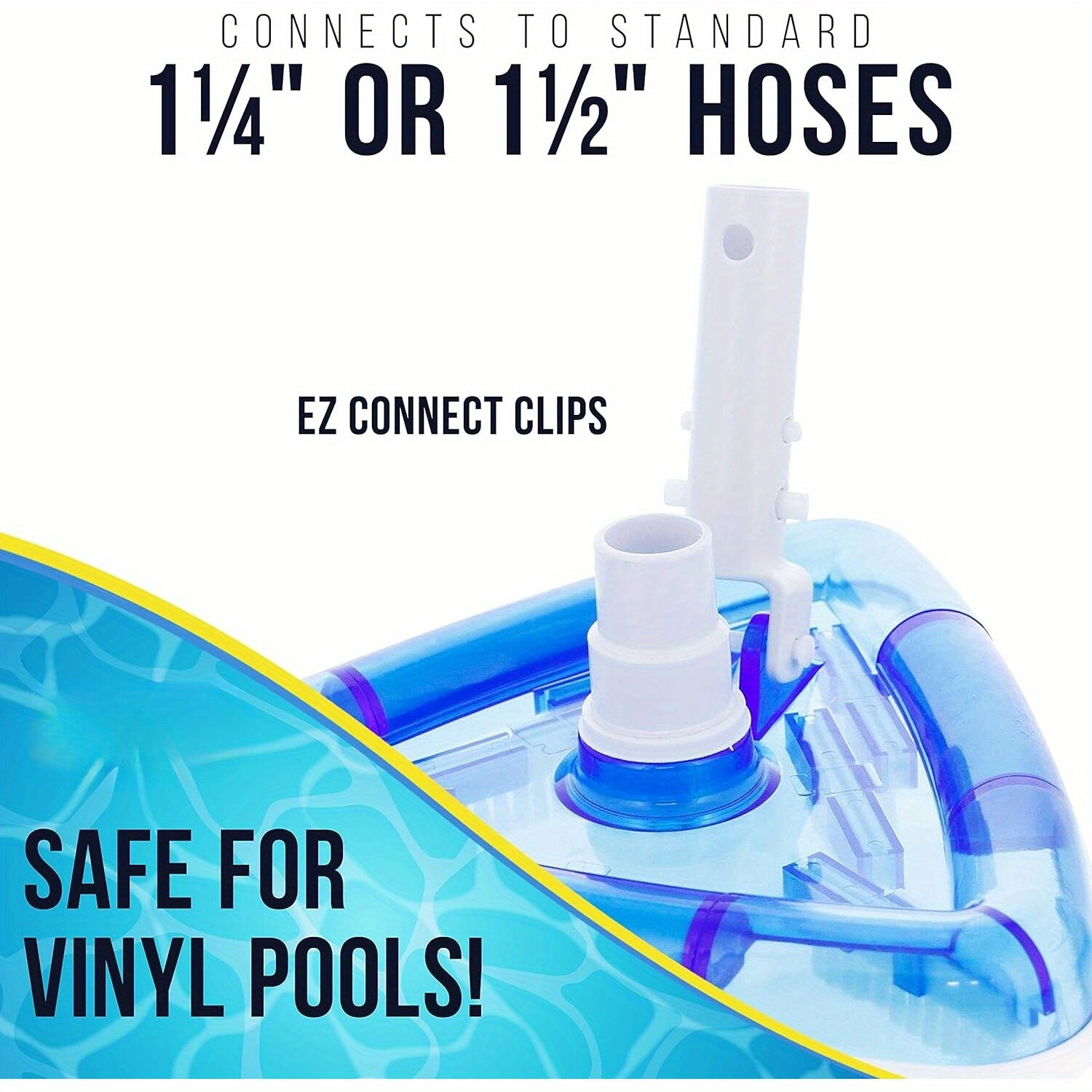 11.4" Weighted Transparent Triangular Pool Vacuum Head w/ Swivel Hose Connection