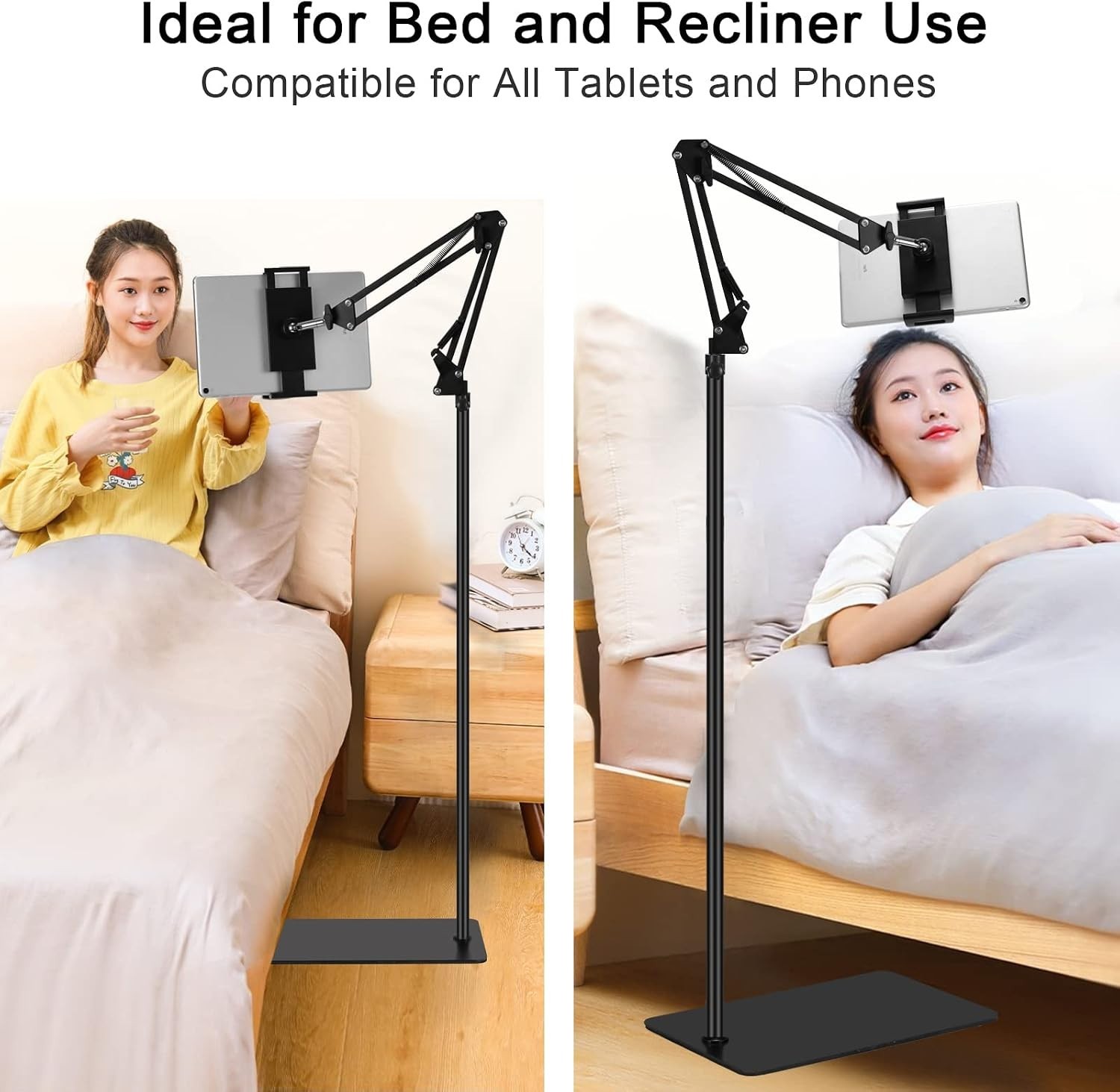Tablet Floor Stand, Adjustable Universal 360-degree Rotatable Metal Tablet Ho...