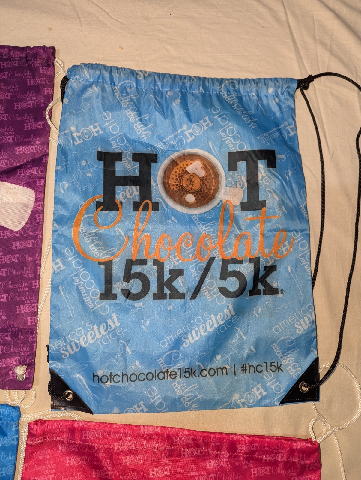 Hot Chocolate Run Ram Racing Draw String Backpack Swag Bag 15k/5k Running