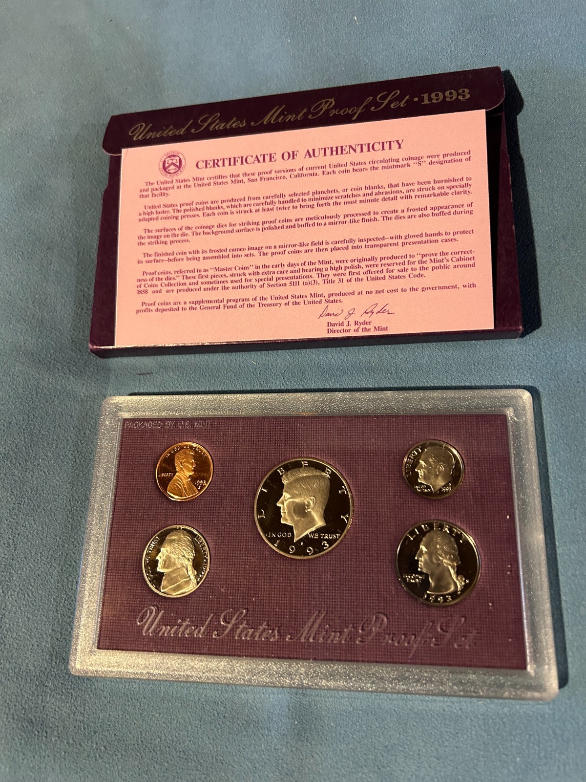 1993 Proof Set U.S. Mint Original Government Packaging OGP COA