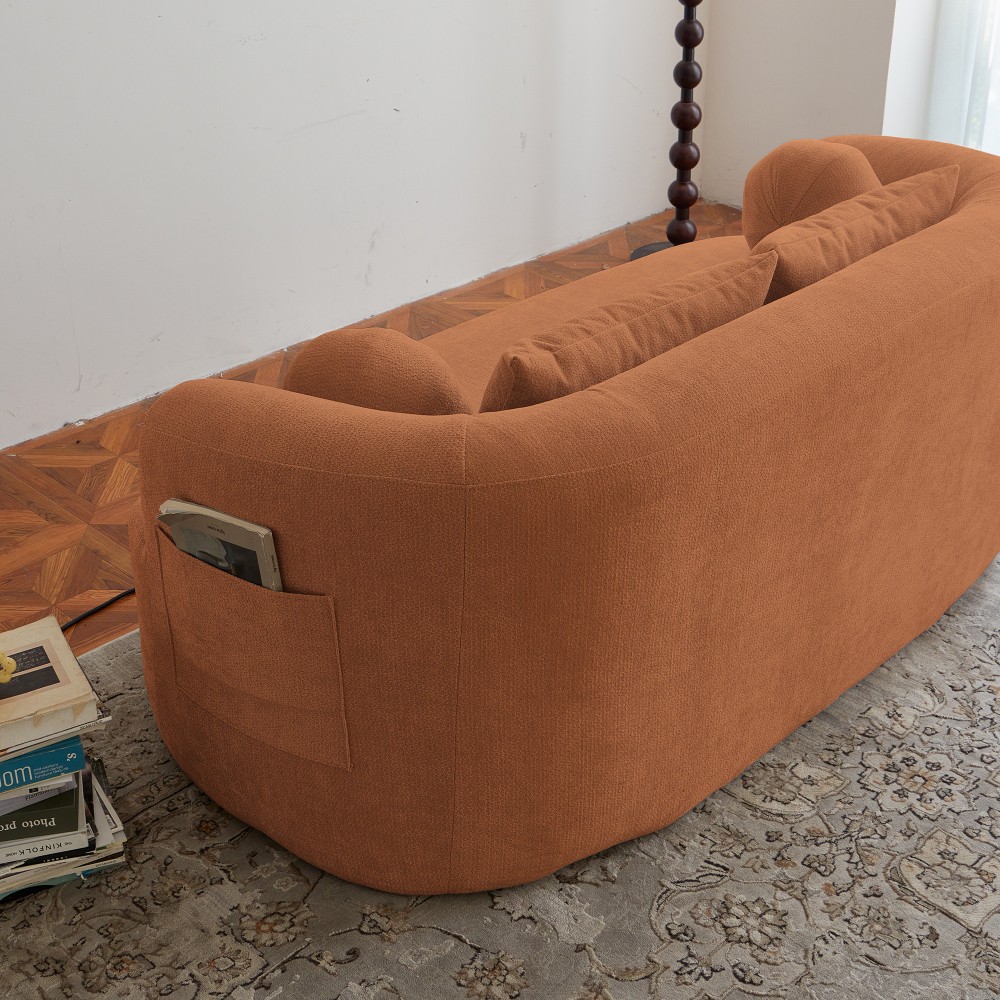 Memory Foam 2-Seater Sofa w/Chenille Fabric, No Assembly, Orange
