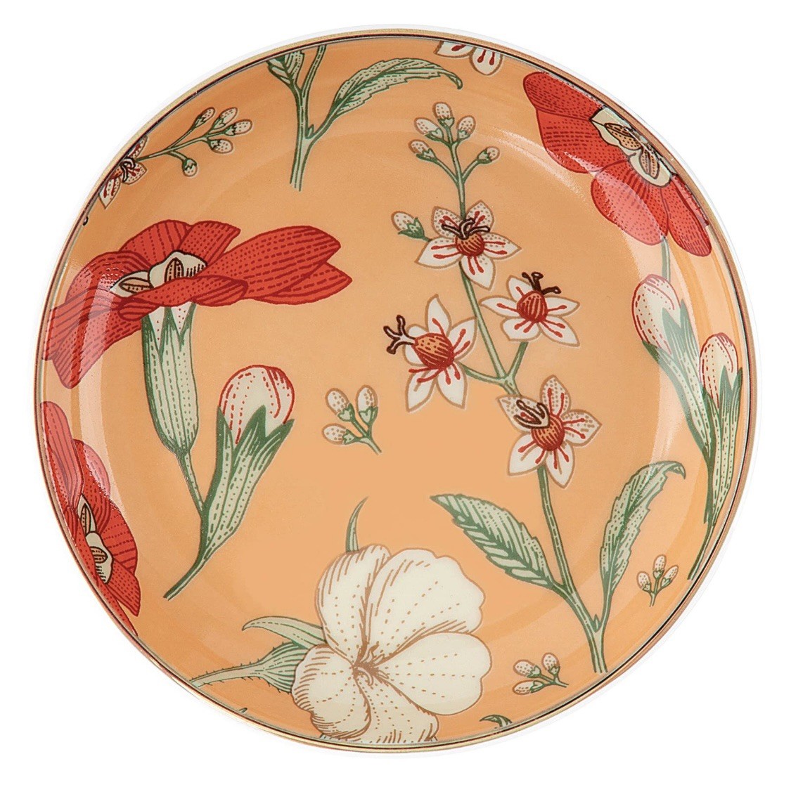 Goporcelian boho-style Ceramic decrotive Jewelry Botanical Pattern Trinket Dish