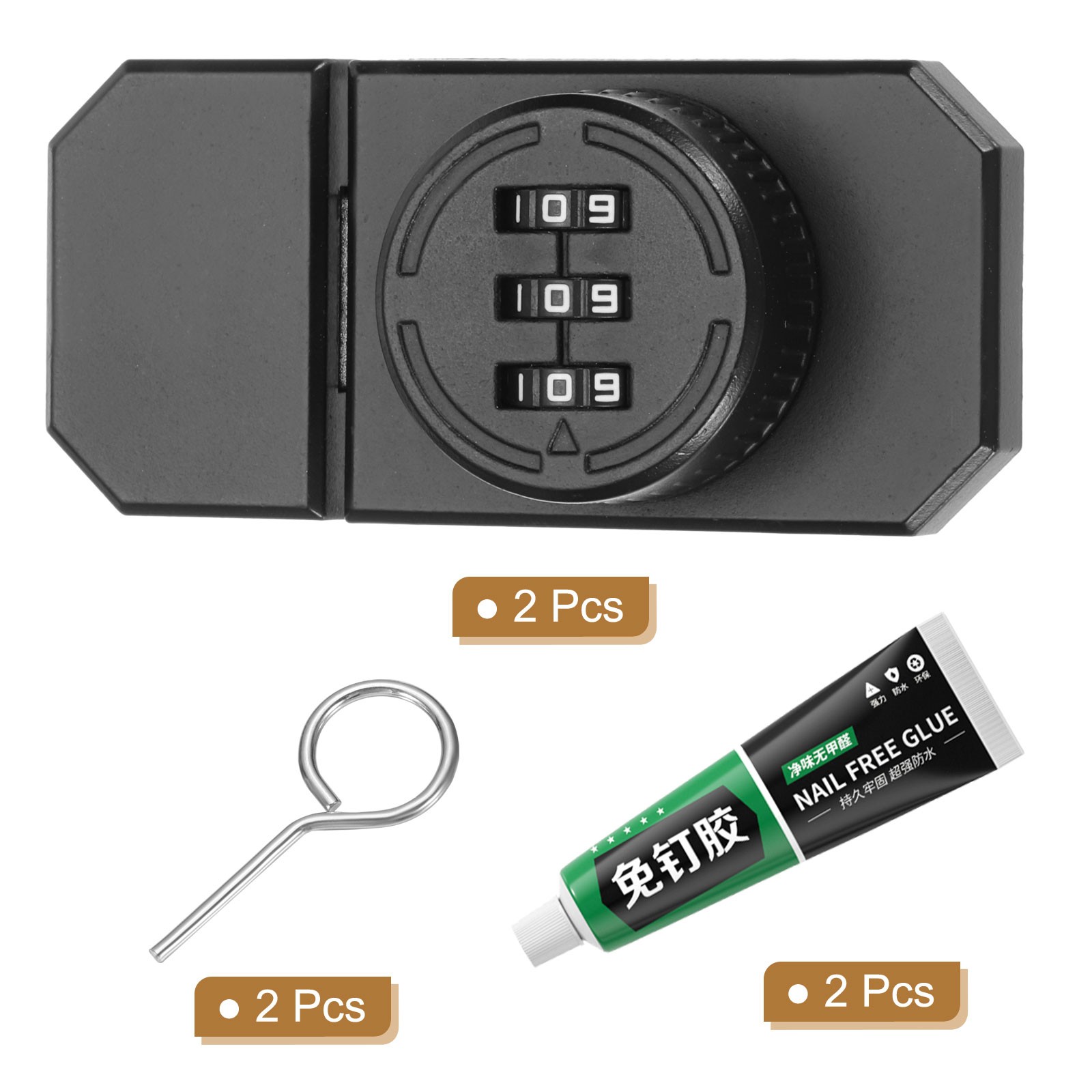 2 Pcs Black Cabinet Combination Adhesive Lock for Brand