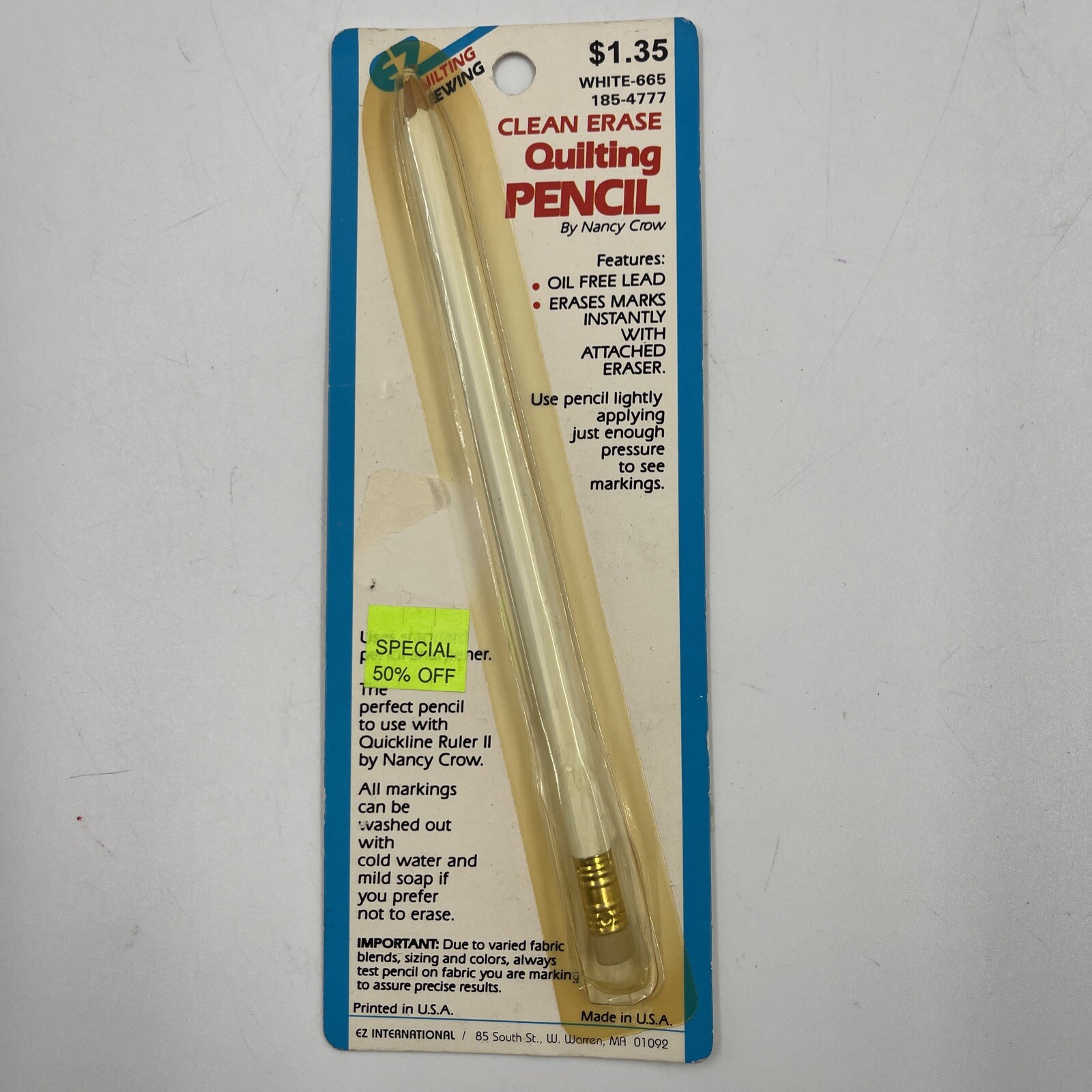 EZ Quilting Nancy Crow Washout Fabric Pencil Discontinued NIP New