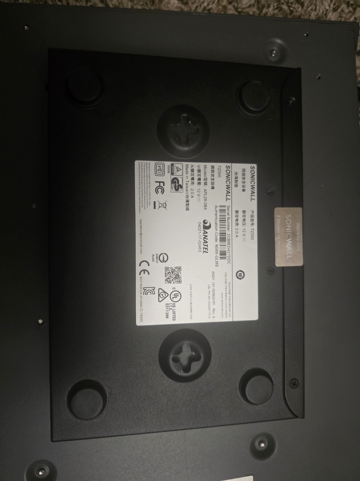 SonicWall TZ350W TZ Series Next-Generation Firewall - Black
