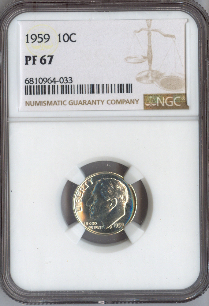 1959 Silver Roosevelt Dime NGC PR67 Quality