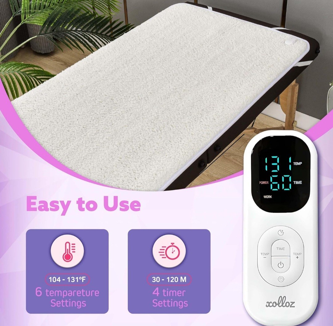 Massage Table Bed Warmer Heating Pad w/6 Heat Settings & Digital Timer 71"X30"