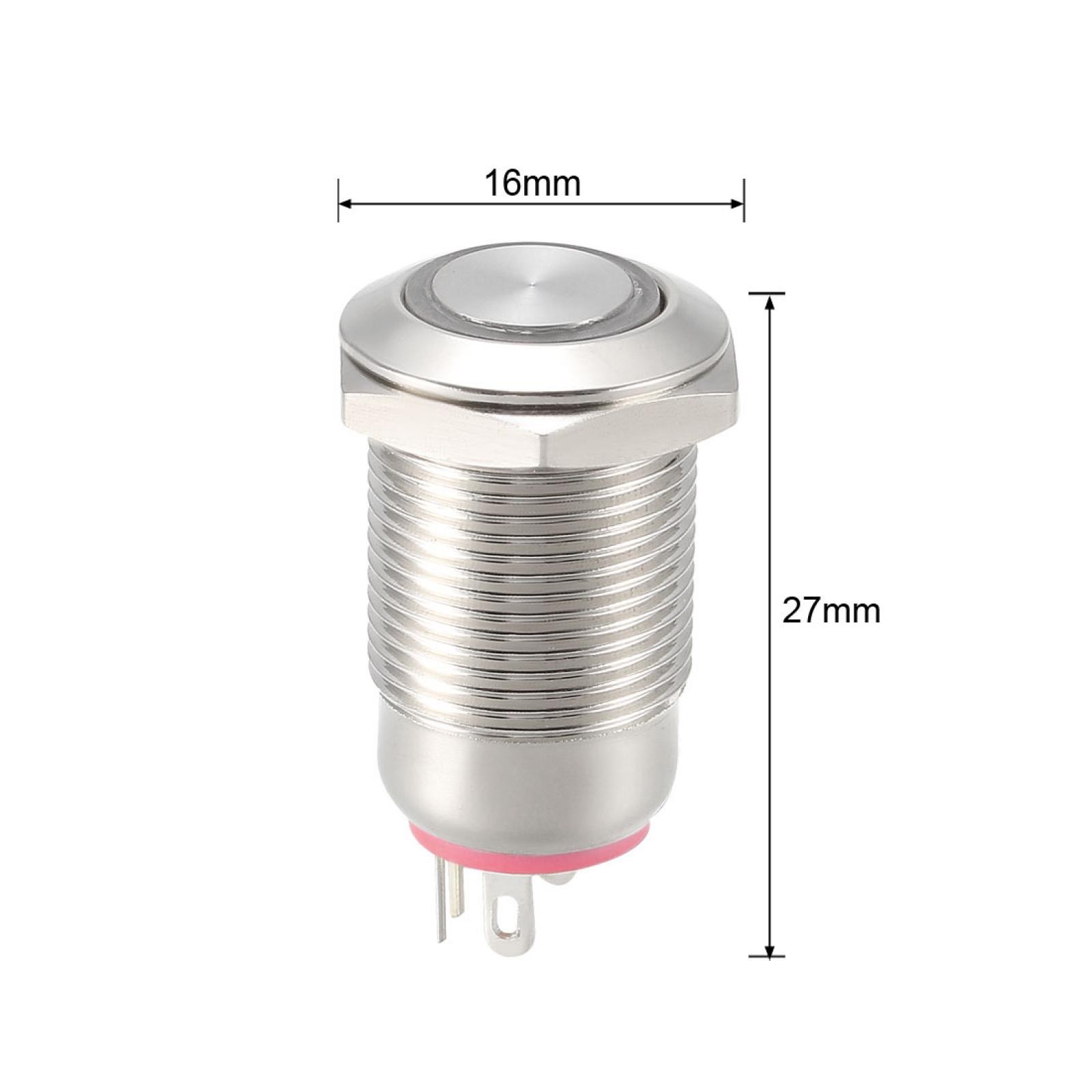 Latching Metal Push Button Switch 12mm Mounting Dia 1NO 3-6V Red LED Light