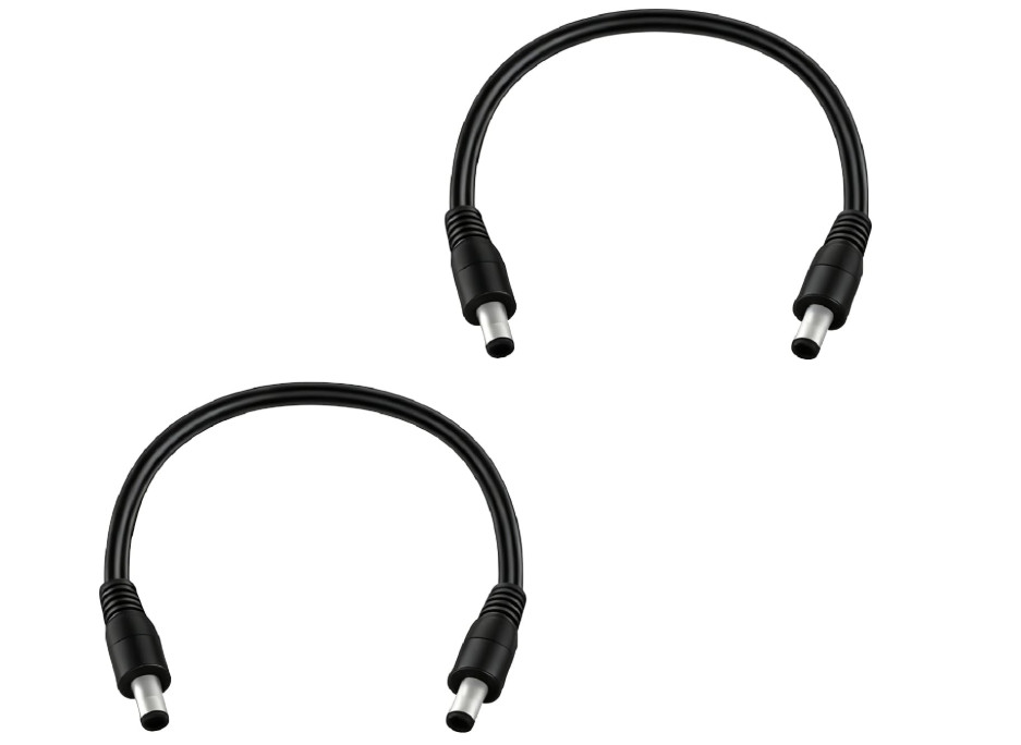 2 Pcs 1ft 5.5x2.1mm Male To Male 12V/24V DC Power Extension Cord LED