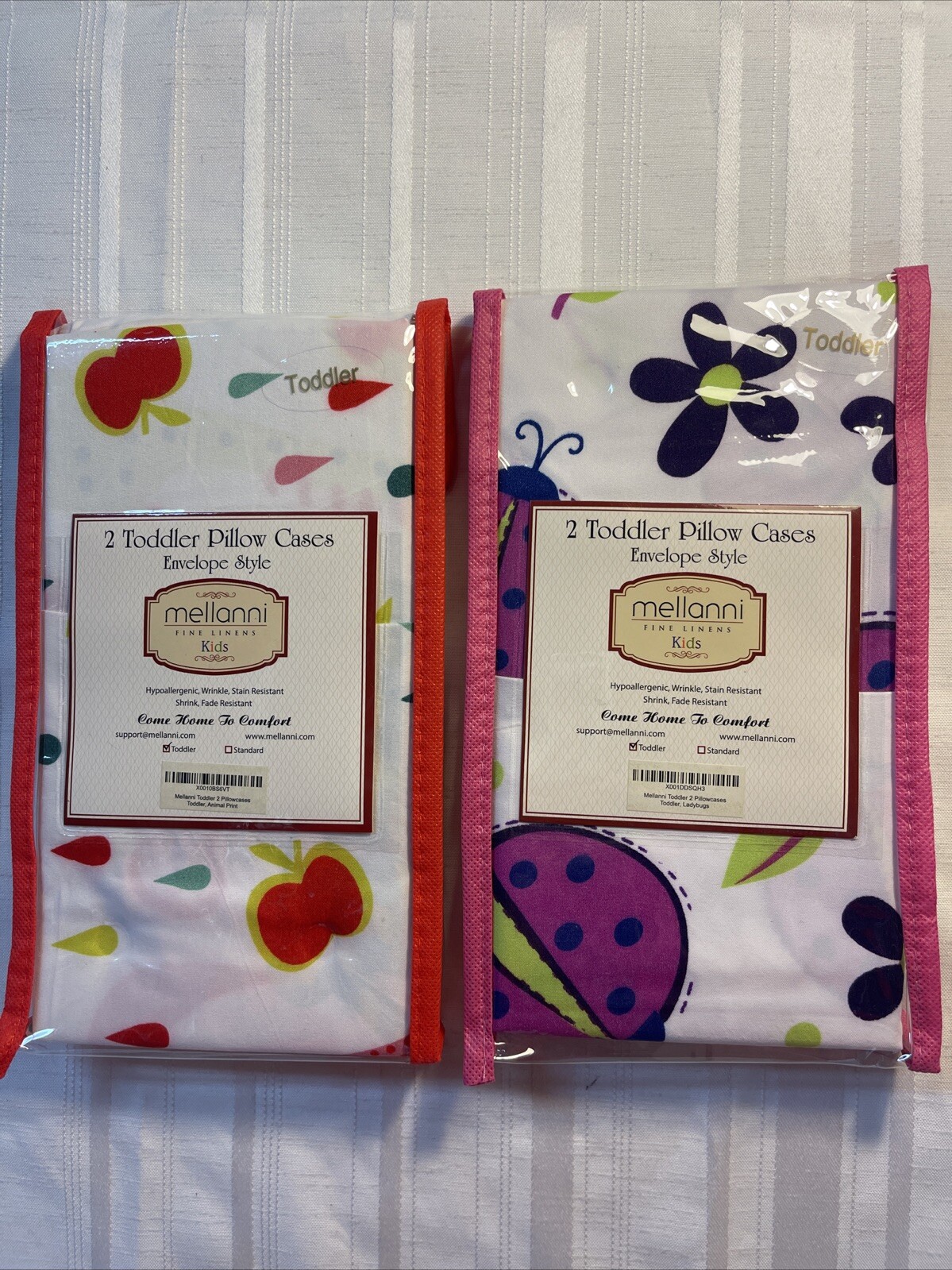 Mellanni Toddler Pillowcases Lot Of 2 Ladybugs & Animal Print Hypoallergenic
