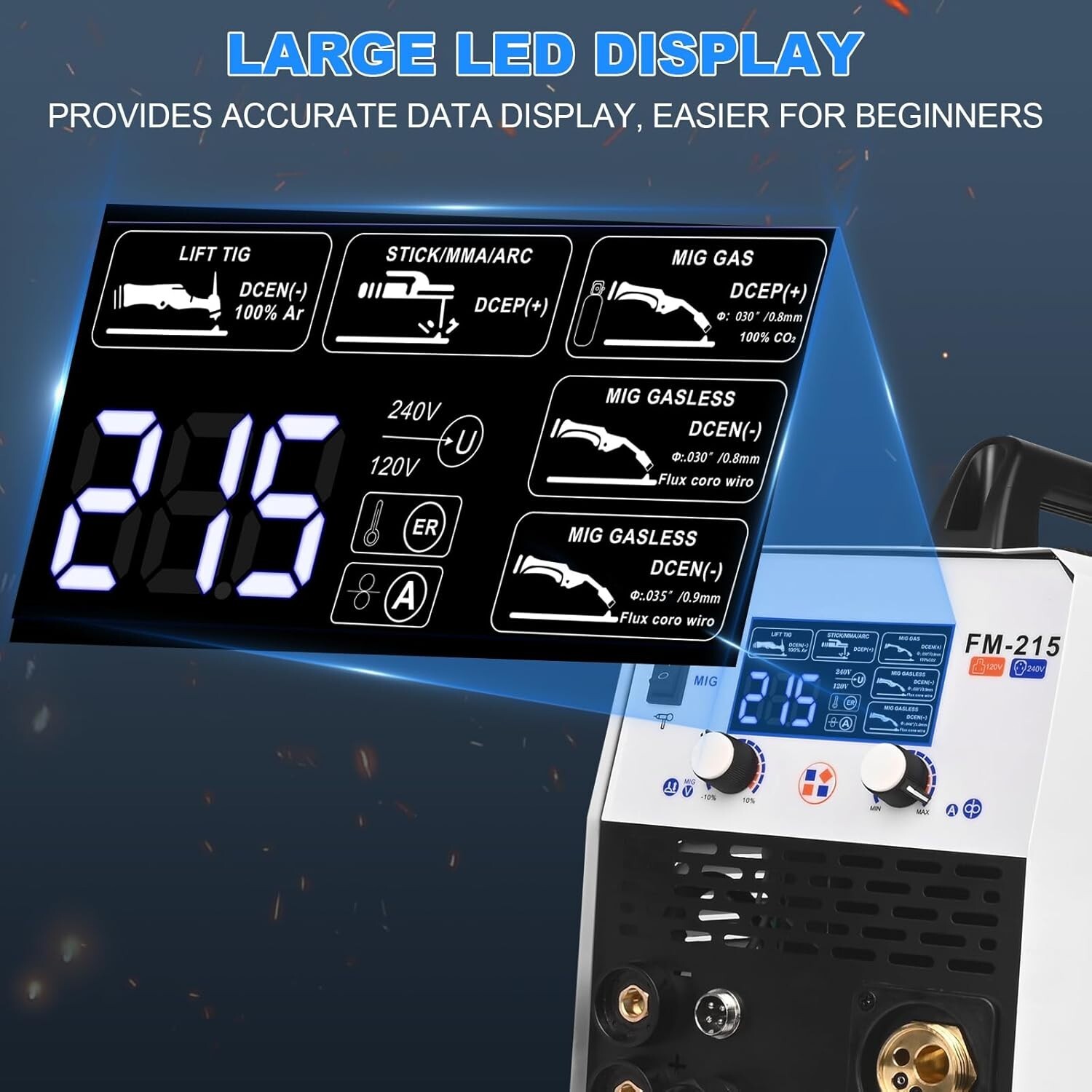 FLARING MIG Welder,215amp 6 IN 1 Welder Machine 120V/240V