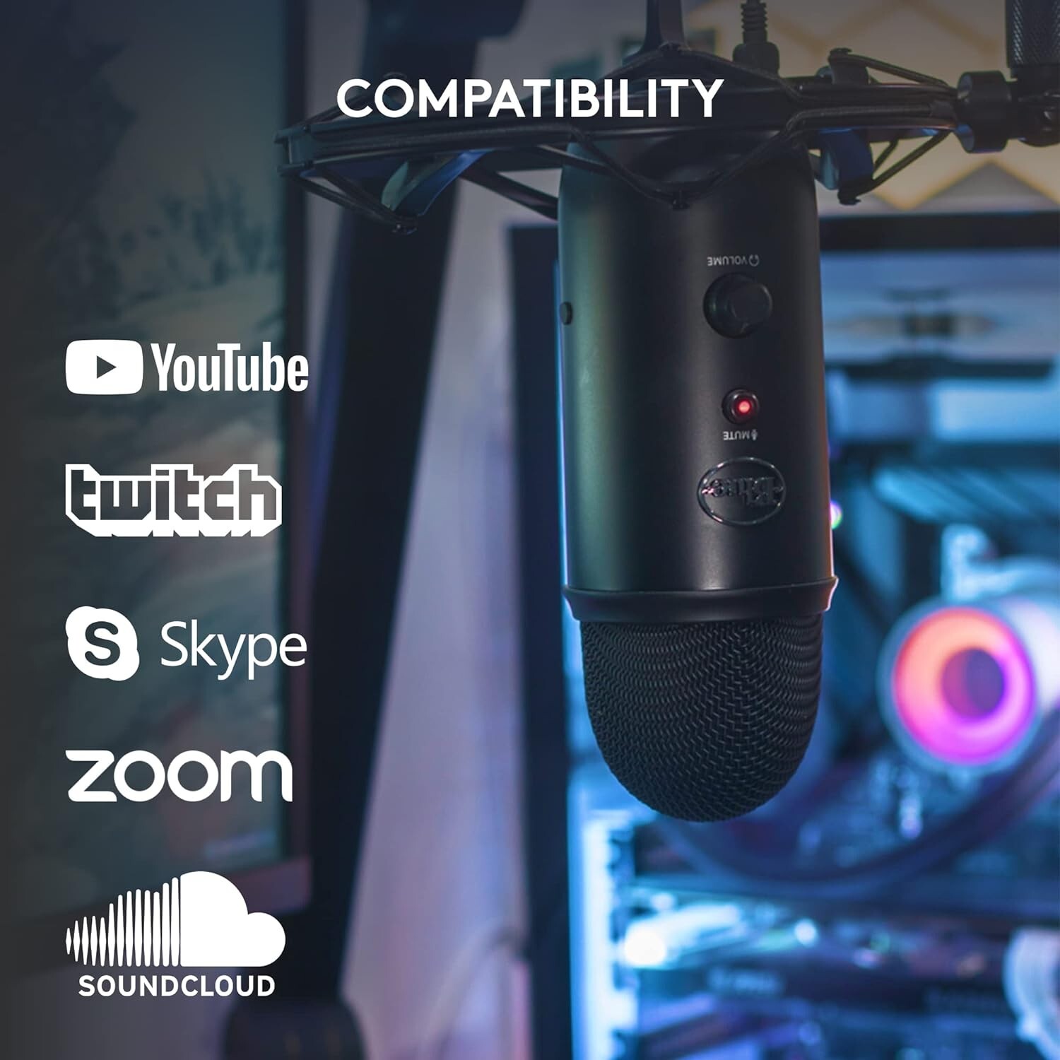 Logitech for Creators Blue Yeti USB Microphone for Multi-Pattern Blackout