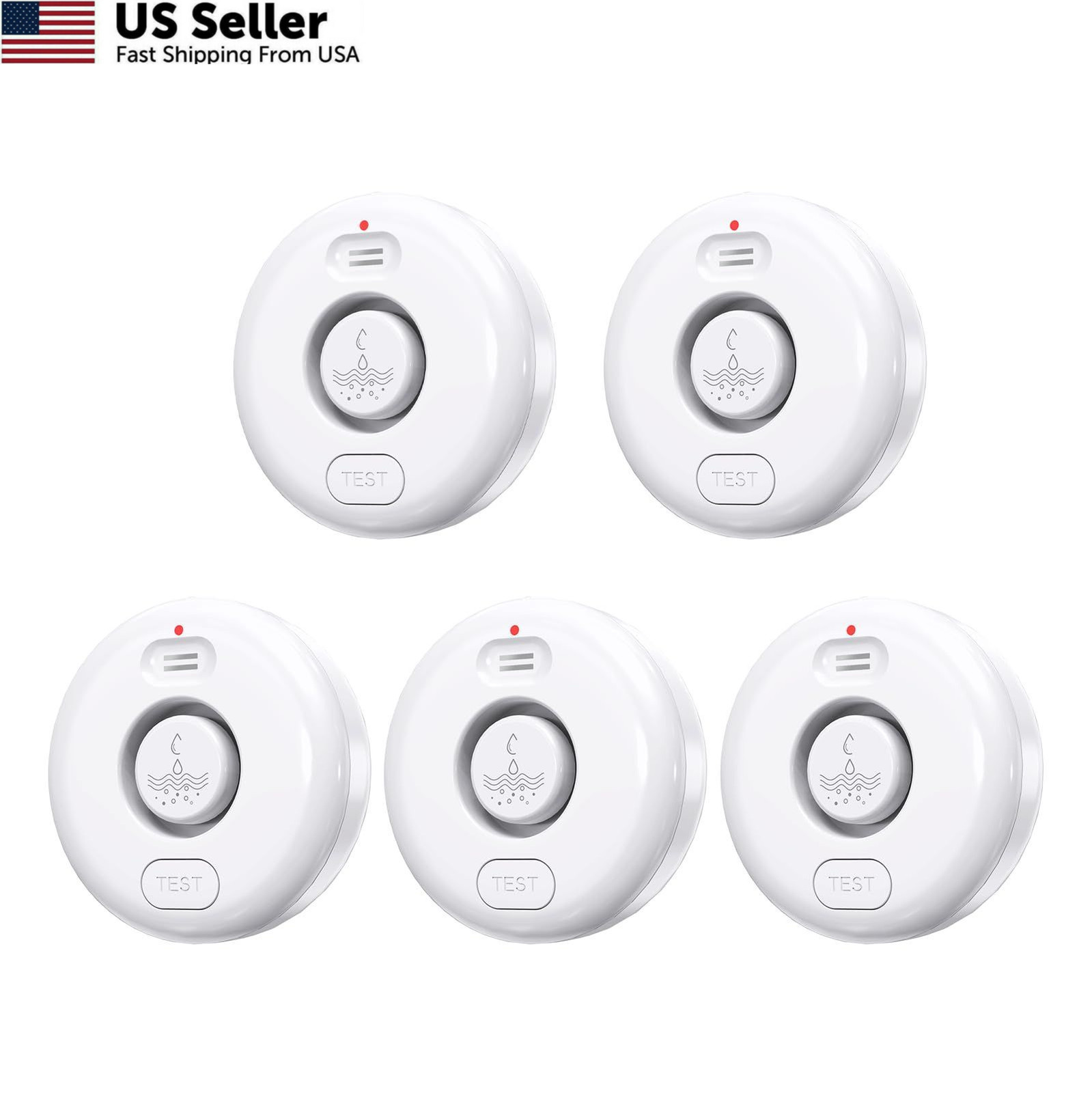 5 Pack Water Leak Alarm Detector, 120dB Loud 3.15 x x 1.1 in, White