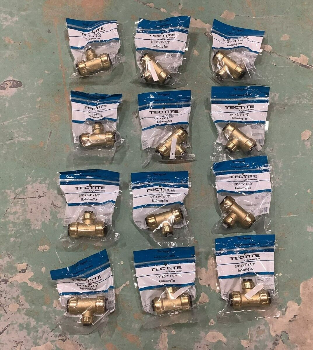 12 Apollo Tectite FSBT343412 3/4 x 3/4 x 1/2 Brass Push-to-Connect Reducer Tee
