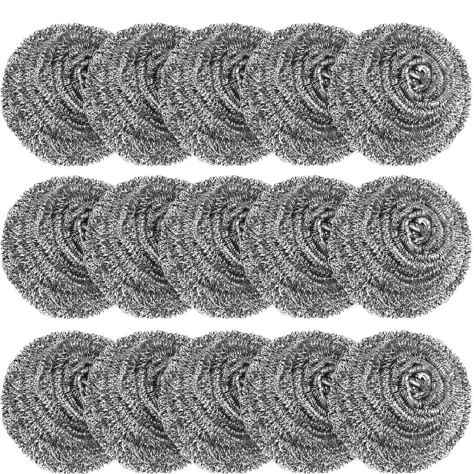 15 Pack Steel Wool Scrubber, Metal Kitchen Scrubbing X-Large, Stainless
