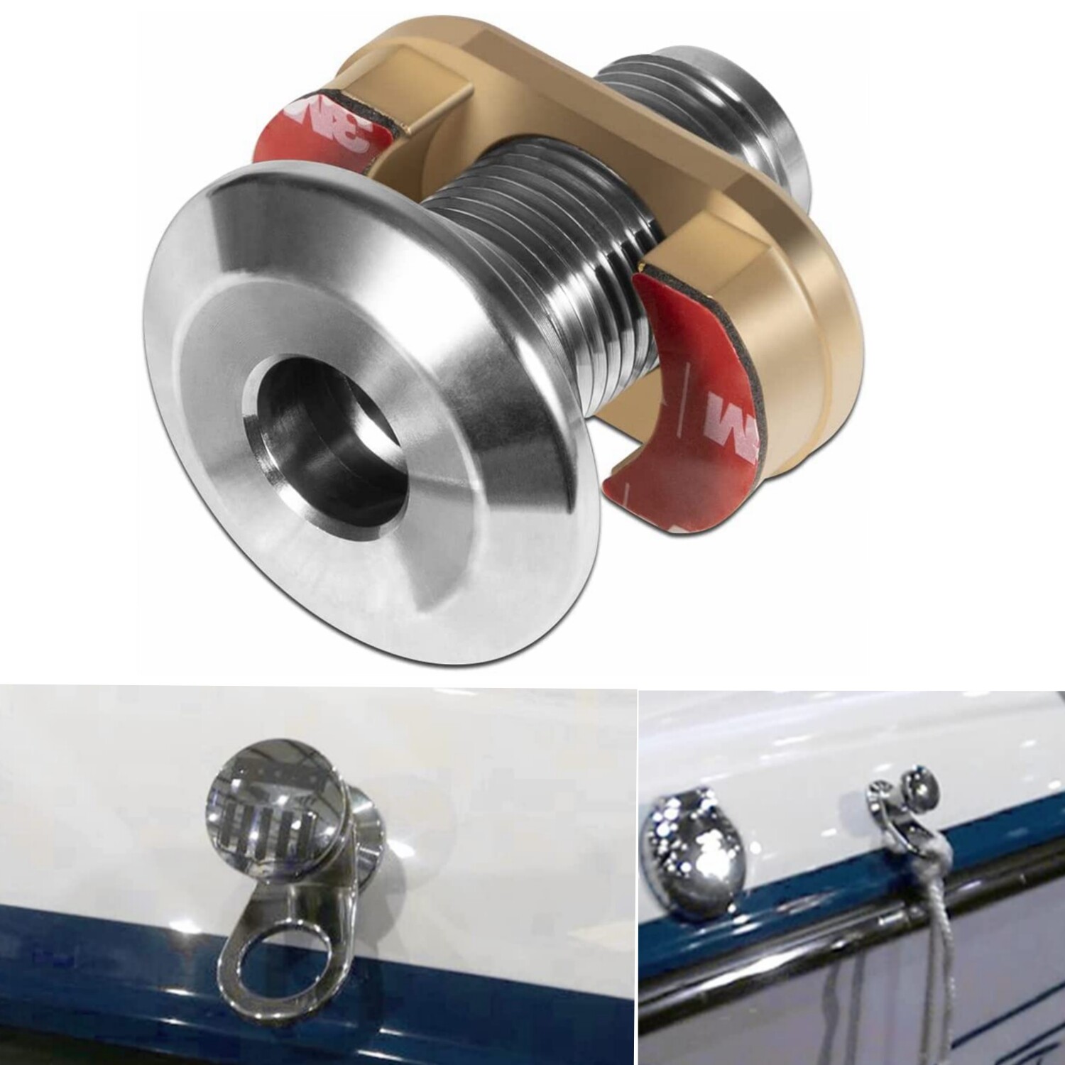 Stainless Steel 3/8'' Quick Release Boat Fender Receiver Lock & Brass Nut Plate