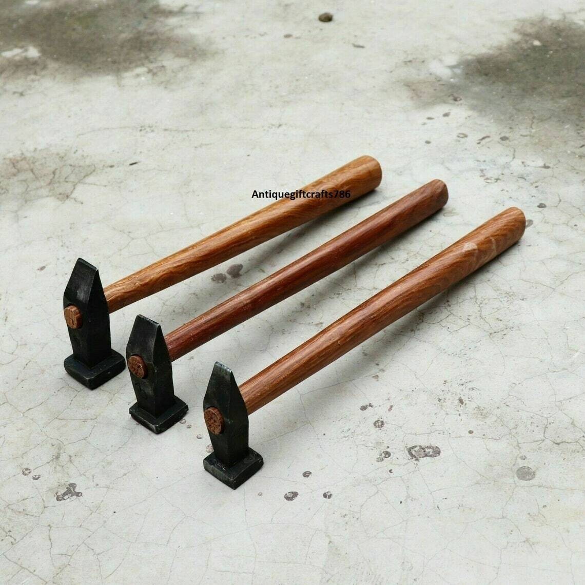 Set of 3 Heavy Forged Iron Flat Hammers Blacksmith Useful General Tools